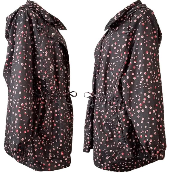 WOMAN WITHIN Black & Red Hooded Zip Coat Jacket Women's 2X 26/28 - Picture 2 of 9